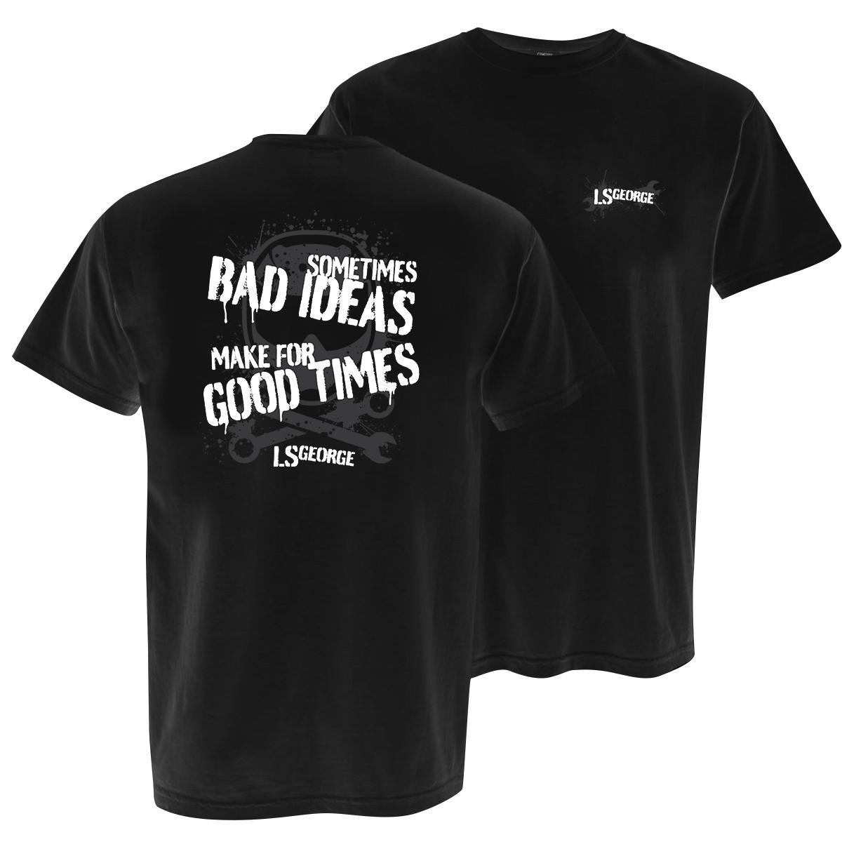 Cleetus McFarland LS George’s Bad Ideas T-Shirt High-Quality Cotton, Bold Automotive Apparel, Menswear for Men & Women, Perfect for Racing Fans, DIY Enthusiasts & Car Builders