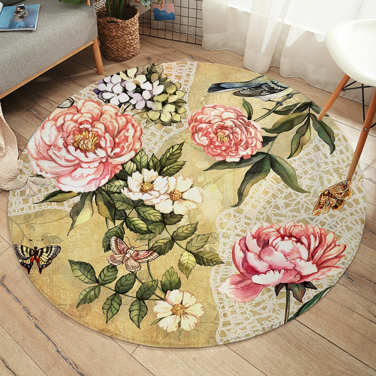 Vintage Flowers SW2232 Round Rug