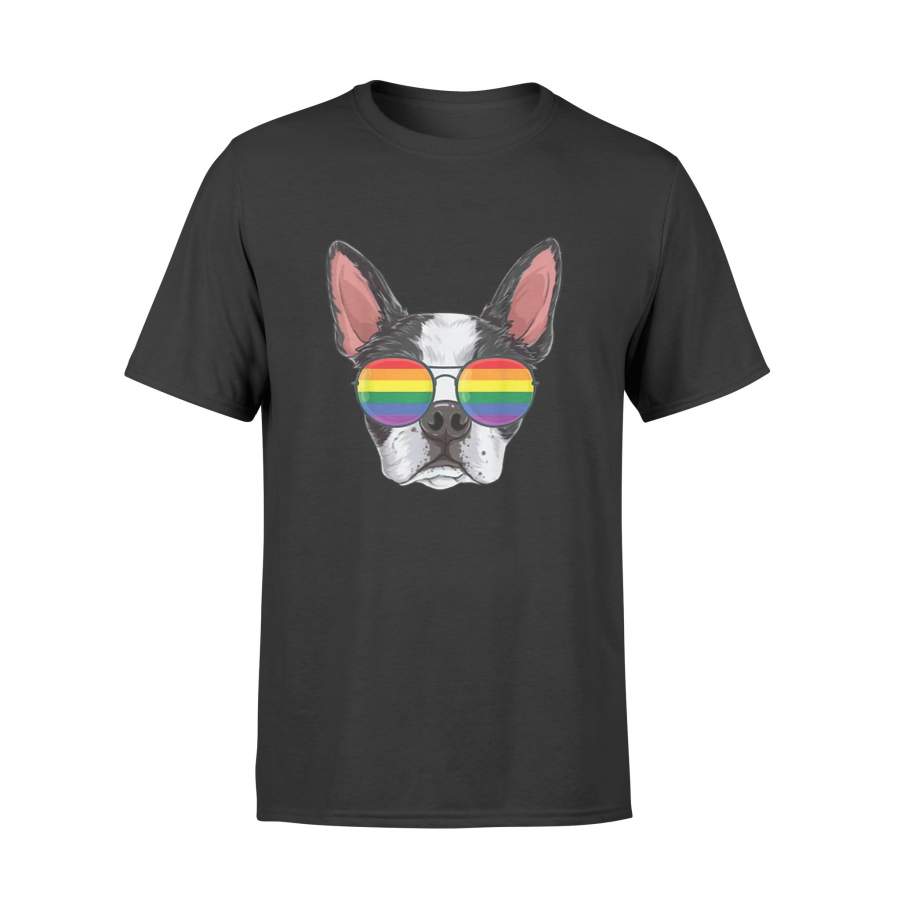 Boston Terrier Gay Pride Glasses LGBT Gift Dog Puppy – Standard T-shirt