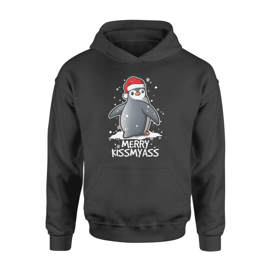 Funny Christmas Shirts Penguin Merry Kissmyass Hoodie