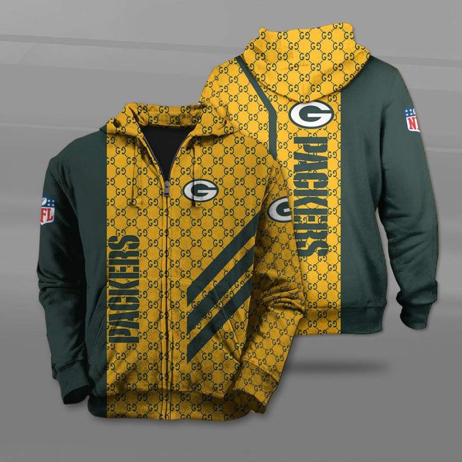 Men / Women New Design Green Bay Packers Zipper Hoodie, Zipper Hoodie for Packers Fans 416 style