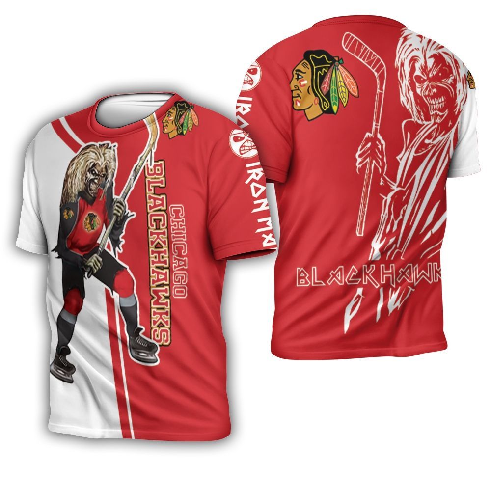 Chicago Blackhawks And Zombie For Fan 3D T-Shirt