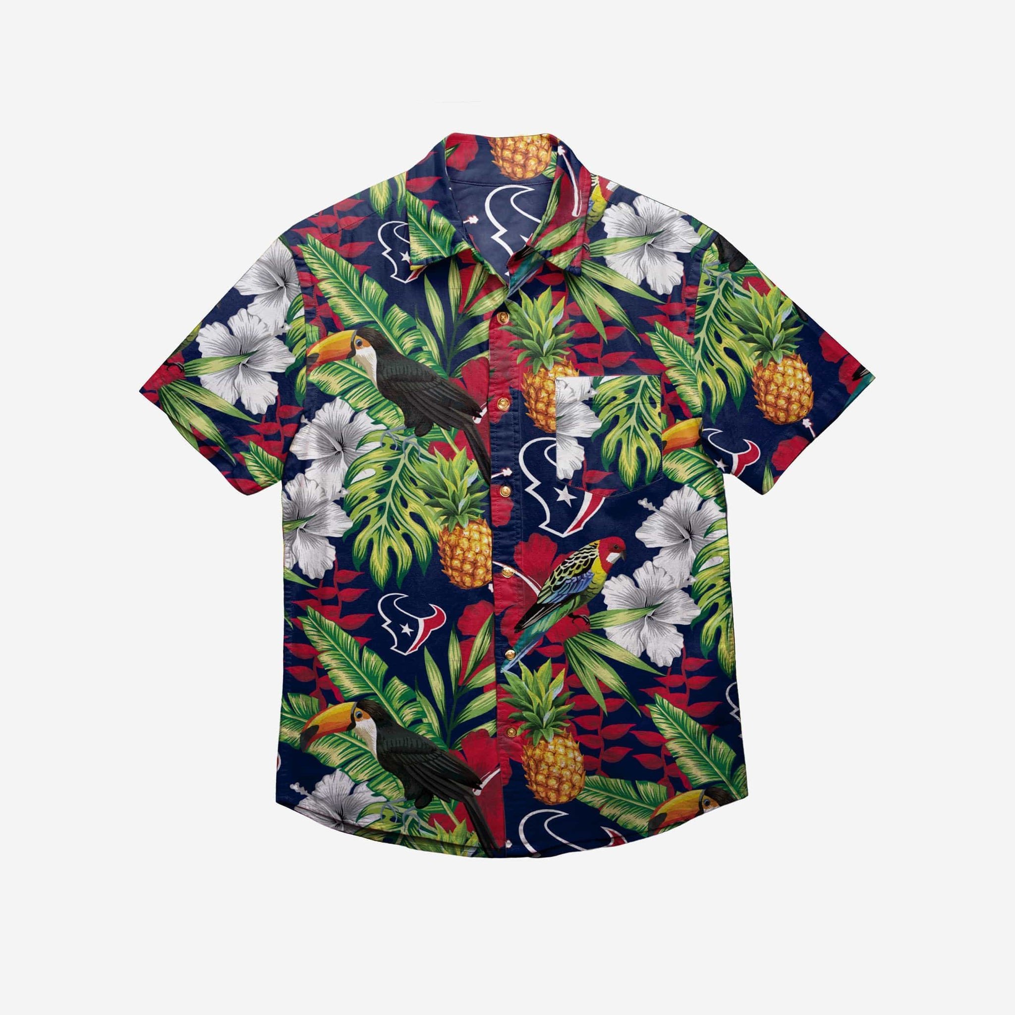 Houston Texans Floral Button Up Hawaii Shirt Ha49444