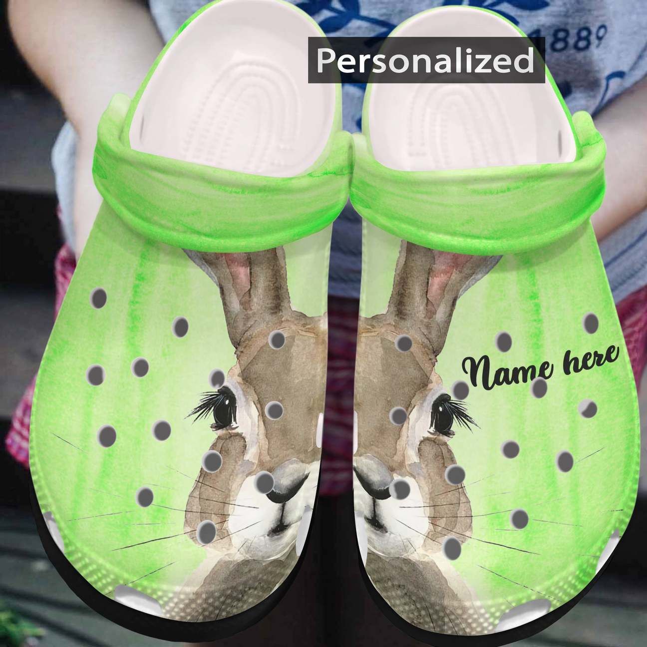 Rabbit Personalized Clog Custom Crocs Comfortablefashion Style Comfortable For Women Men Kid Print 3D Watercolor Rabbit