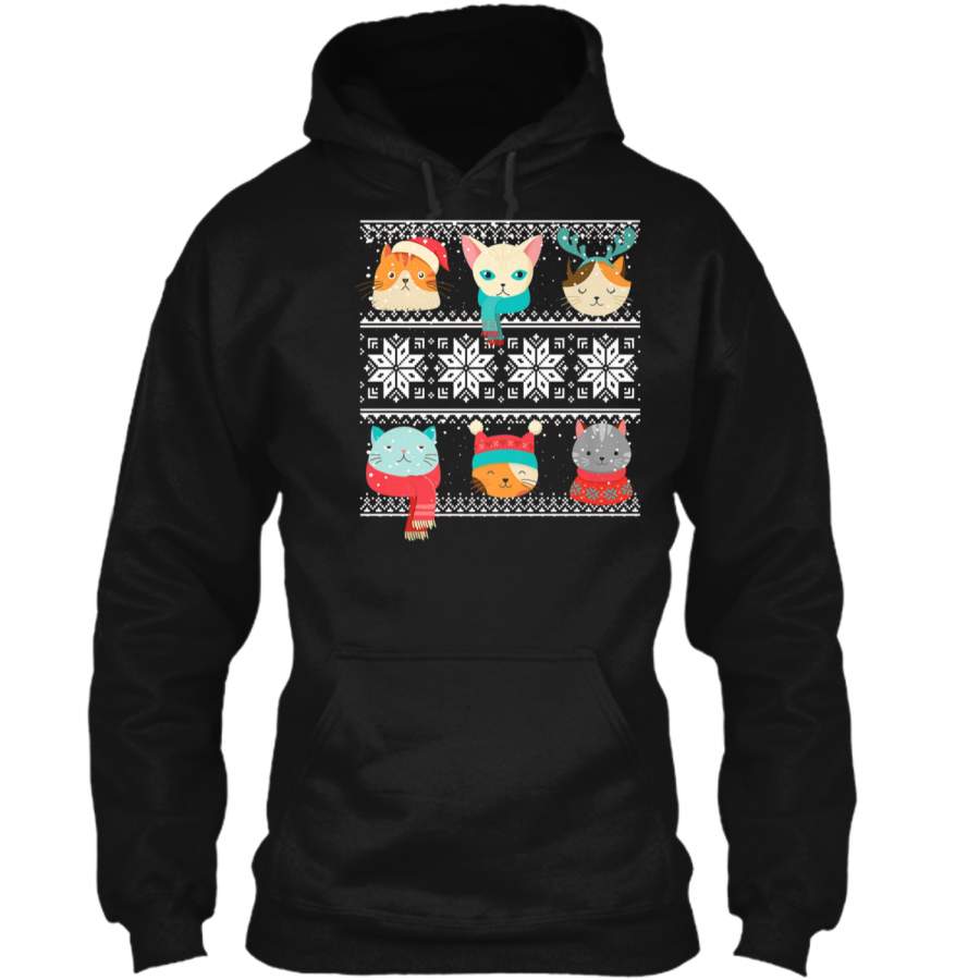 Cute Cat Meow Face Ugly Sweater Christmas Kitten Gift Tee Pullover Hoodie   Christmas Gift Ideas