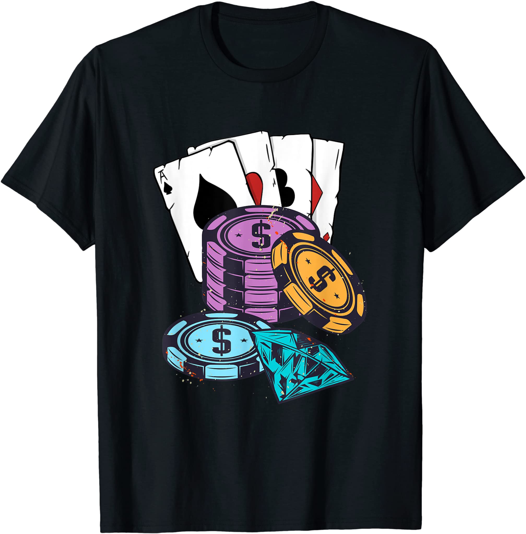 Poker Player Ace Spades Player Lucky Card Game Playing T-Shirt