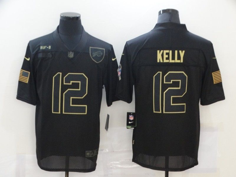 Buffalo Bills Jim Kelly #12 NFL 2020 Black Jersey