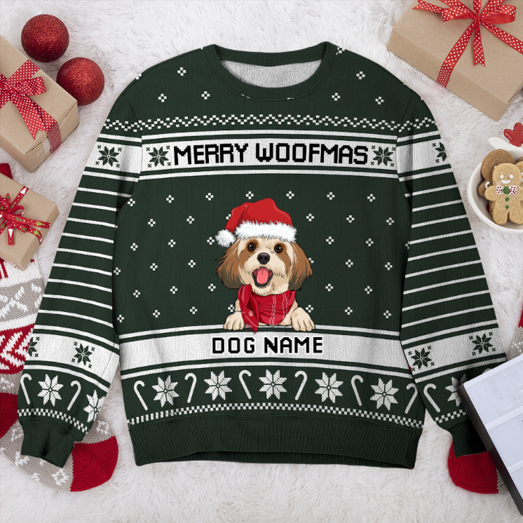 Cavachon Merry Woofmas Personalized Sweater, Dog Ugly Christmas Sweater