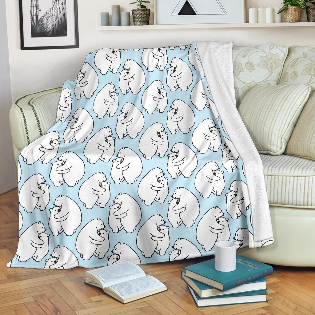 Polar Bear Mom And Son Animal Pattern Print Design Fleece Blanket