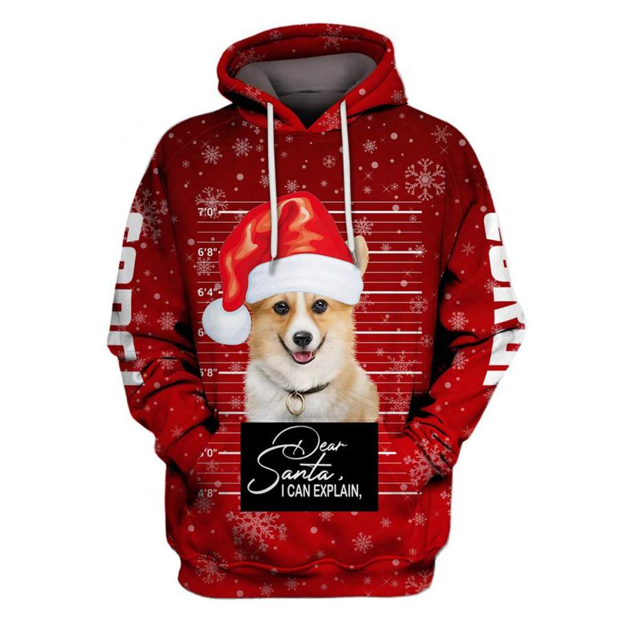 Dear Santa I Can Explain Corgi Santa Christmas Hoodie 3D All Over Print