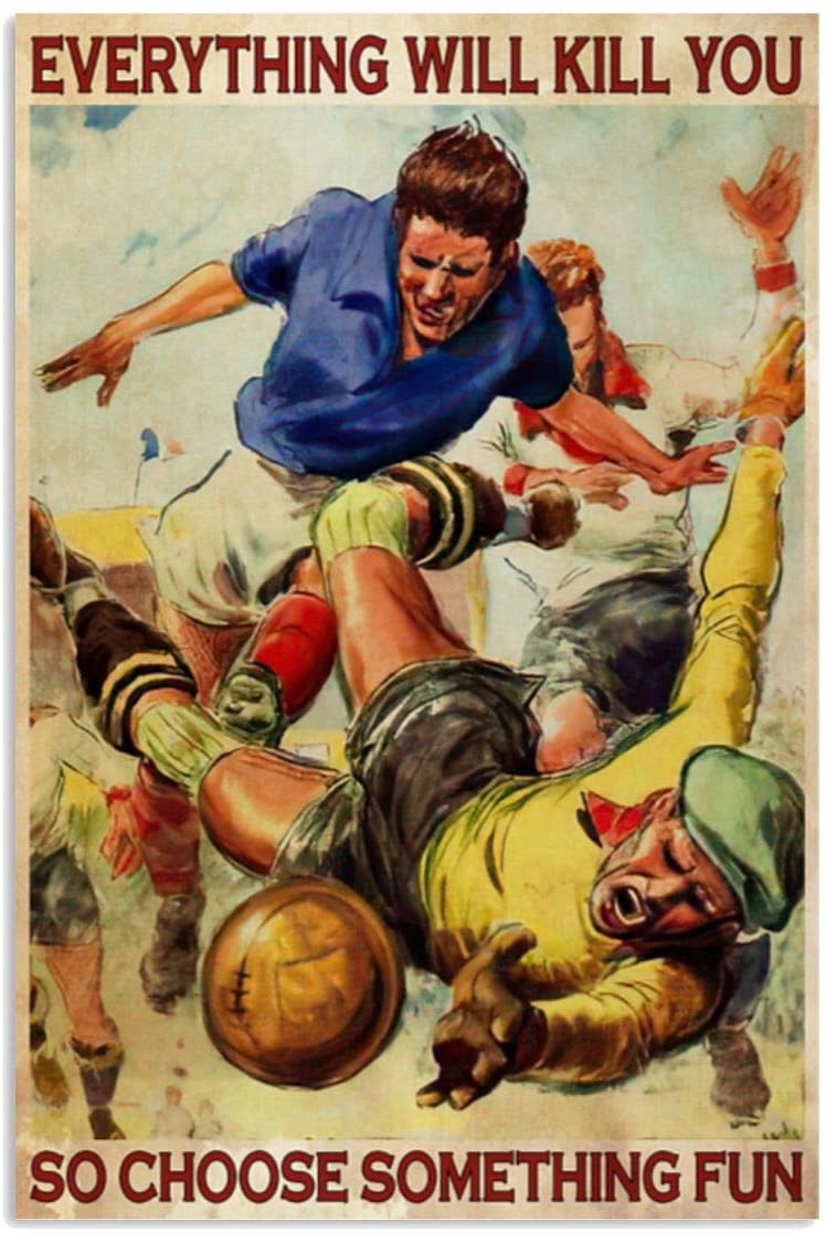 Vintage Men Playing Football Choose Something Fun Poster Art Print      Home Decor Gift For Men Women Family Friend On Birthday Xmas