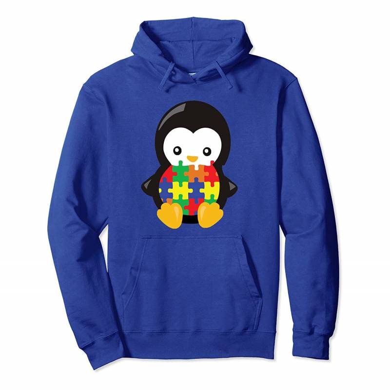 Penguin Puzzle Piece Autism Awareness Boy Girl Kids Pullover Hoodie