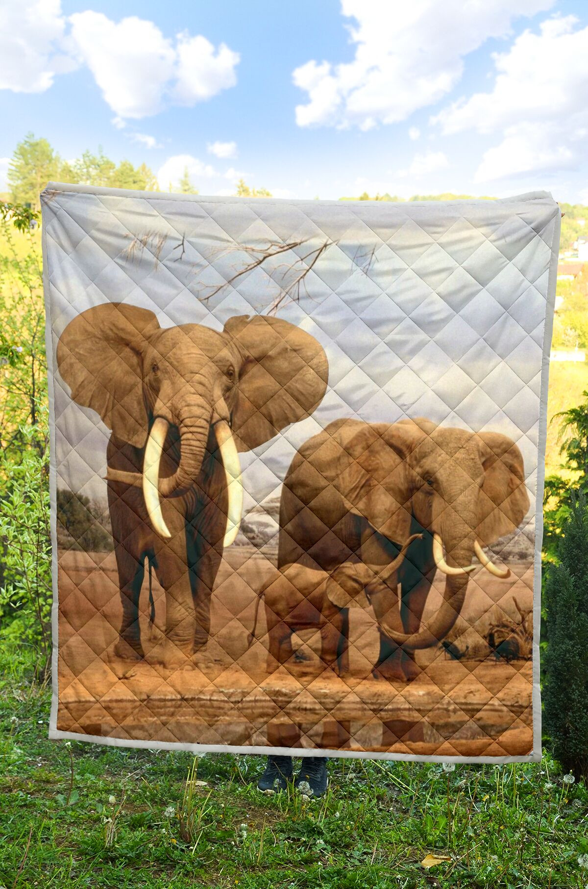 Elephants With Child Wallpapers Quilt Blanket Great Gifts For Birthday Christmas Thanksgiving Anniversary