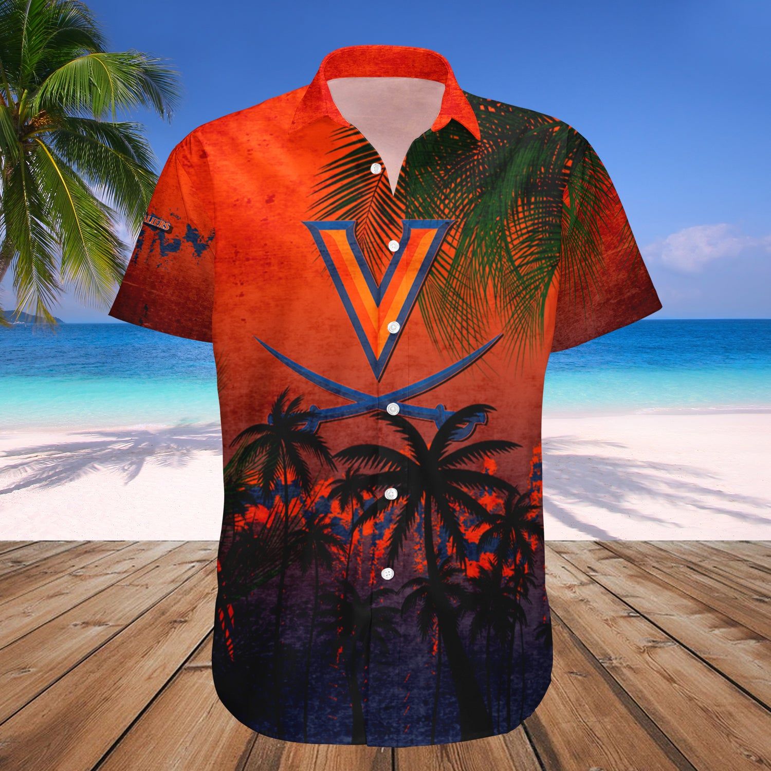 Virginia Cavaliers Hawaii Shirt Coconut Tree Tropical Grunge – NCCA