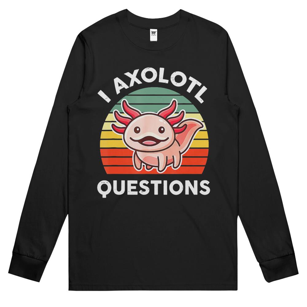 I Axolotl Questions Shirt Kids Funny Cute Retro Axolotl Long Sleeve T Shirts