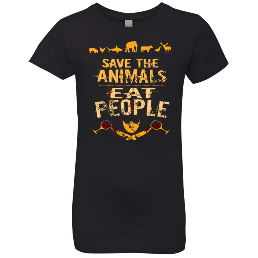 save the animals, EAT PEOPLE 4 Level Girls’ Princess T-Shirt