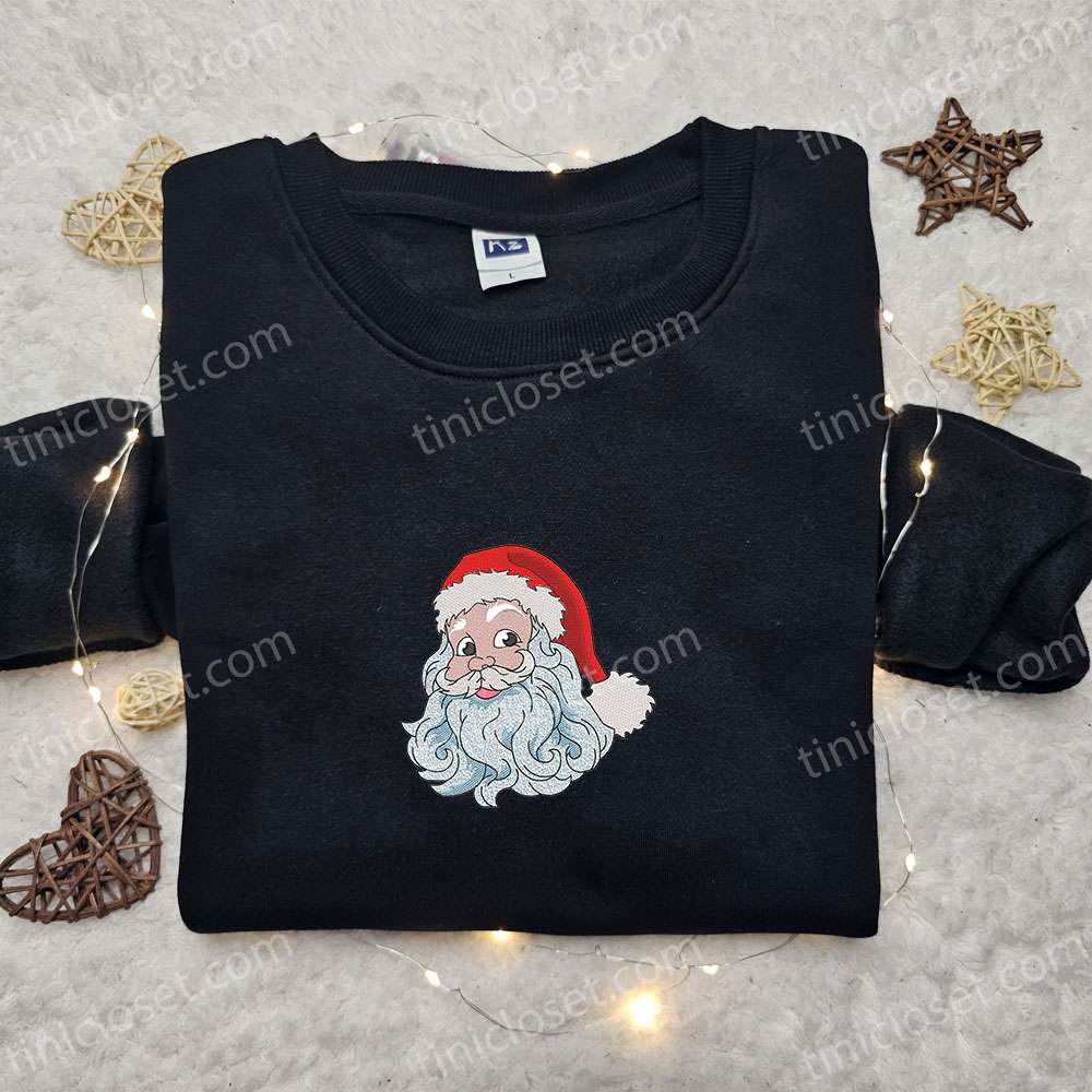 Vintage Santa Head Embroidered Shirt, Retro Christmas Embroidered Hoodie, Best Christmas Gifts For Family – Small Gifts Great Love