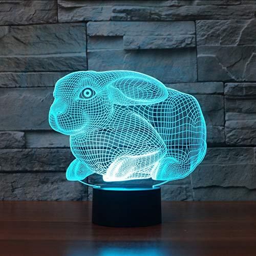 Animal Cute Rabbit 3D Illusion Night Light Led Light