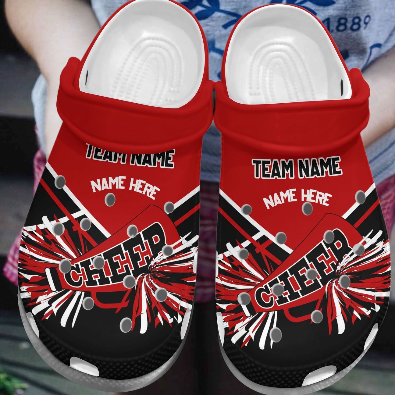 Cheerleader Personalized Clog, Custom Name, Text, Color, Number Fashion Style For Women, Men, Kid, Print 3D P2