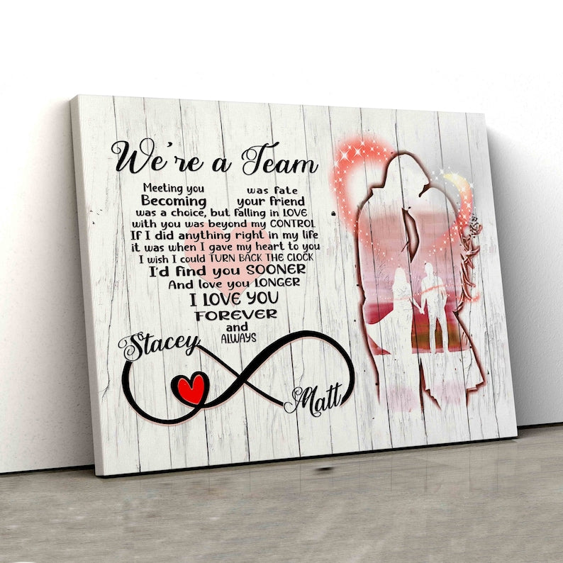 Personalized Name Canvas, We'Re A Team Canvas, Couple Canvas, Wall Art Canvas, Valentine Gift Canvas Realtorgift