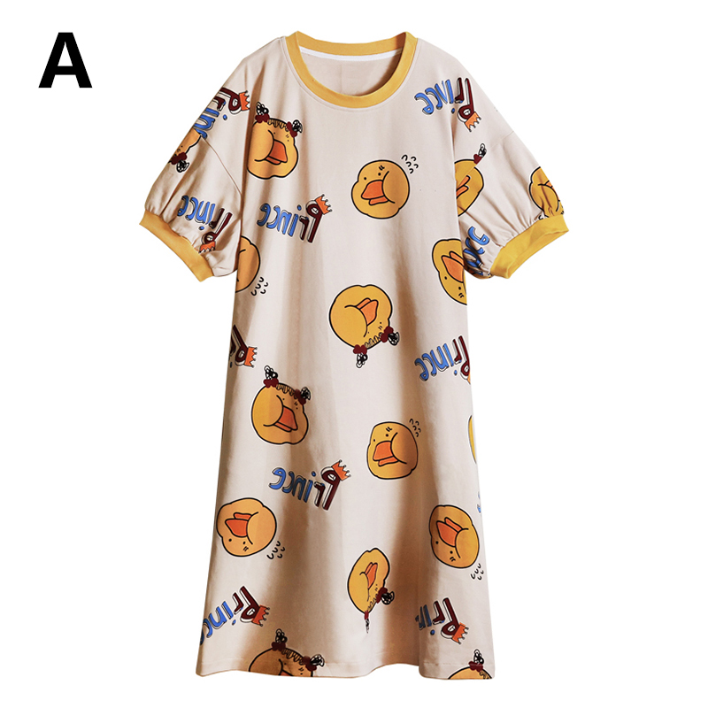 2022 New Cute Cartoon Sleepwear For Women Girls Nightgown Dresses Gown Summer Nightdress Cotton Nighty Sleepshirt Sleeping Dress alx