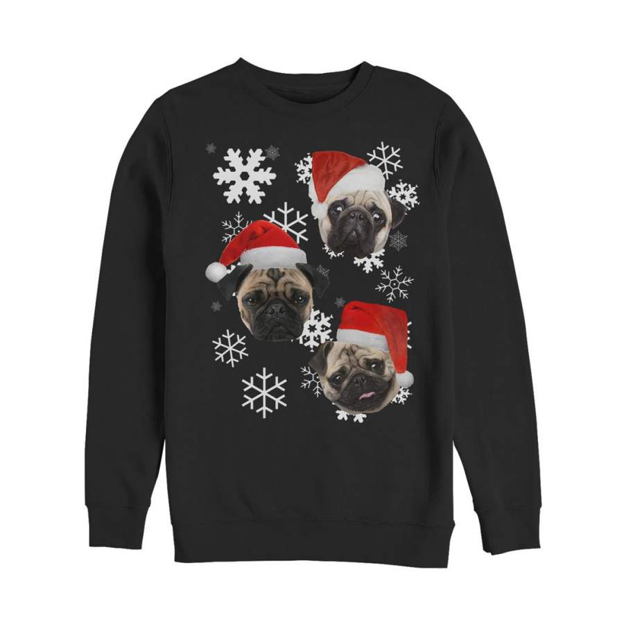 Lost Gods Men’s Ugly Christmas Pug  Sweatshirt Black