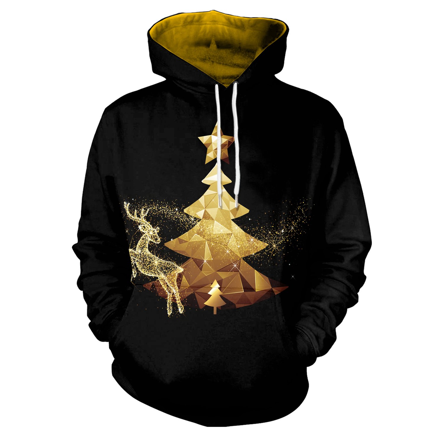 Christmas Hoodies – Gold Christmas Tree 3D Hoodie