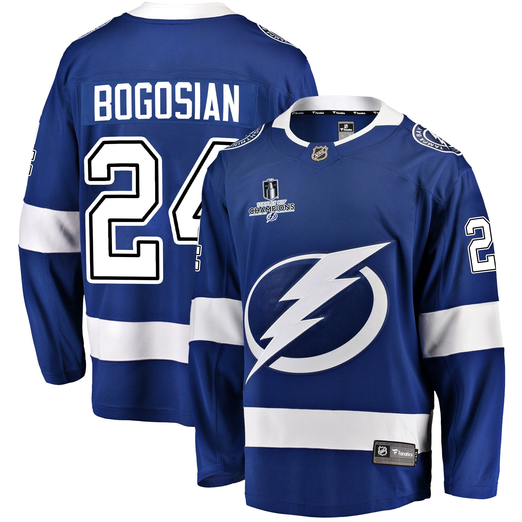 Tampa Bay Lightning Zach Bogosian 24 Home 2022 Stanley Cup Champions Breakaway Men Jersey – Blue