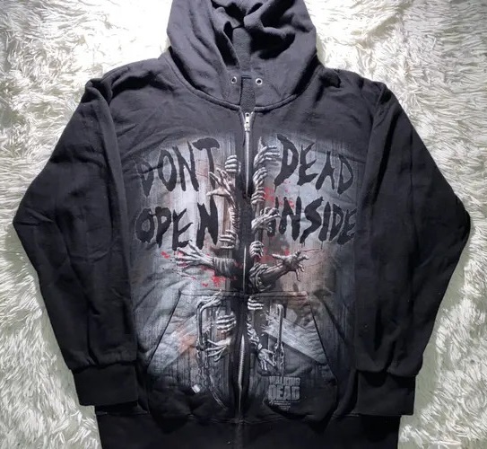 Walking Dead Hoodie Don t Dead Open Inside Zip Up Hoodie Outfit  For Men  For Women