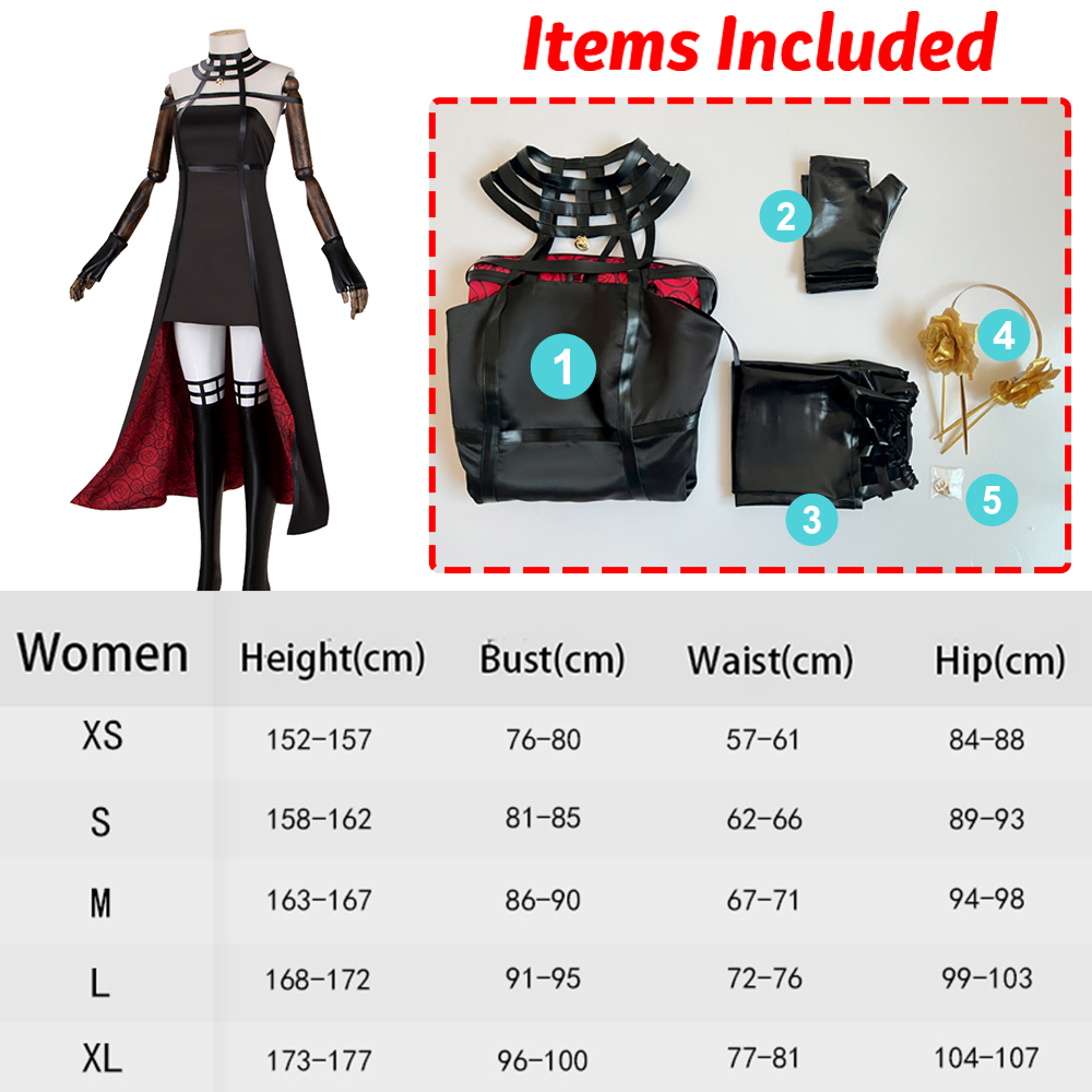 Anime Spy Family Yor Forger Cosplay Killer Assassin Gothic Halter Black Dress Outfit Cosplay Costume with Leather Stockings alx