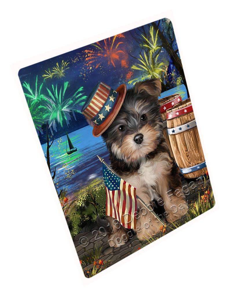 4Th Of July Independence Day Fireworks Yorkipoo Dog At The Lake Blanket Blnkt77466