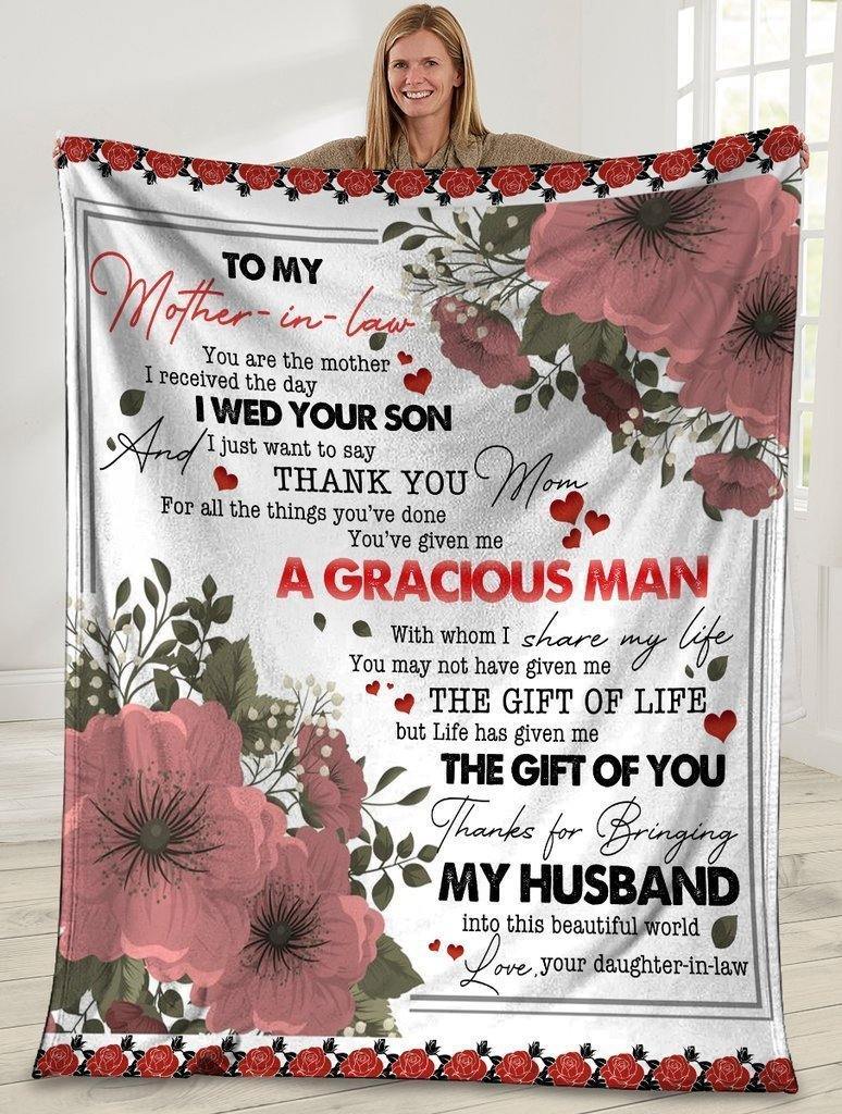 To My Mother In Law Flower – Gift For Mom For Mother’S Day, Unique Gifts Home Decor Gift For Family – Sherpa Blanket Fleece Blanket