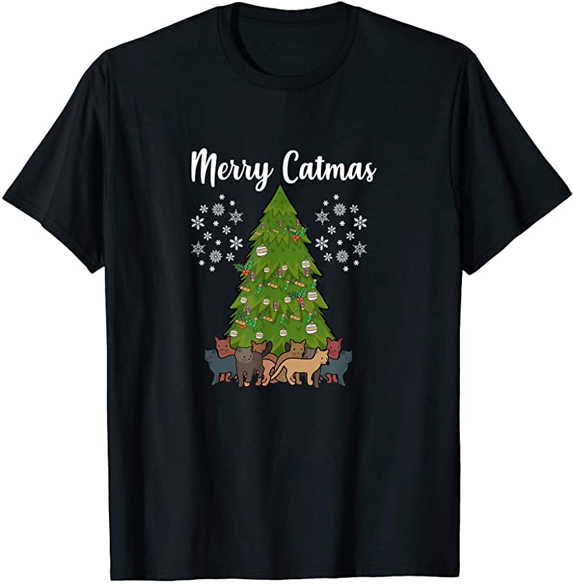 Mens Merry Catmas Snowy Christmas Cat And Kitten Pet Lovers Gift T-Shirt