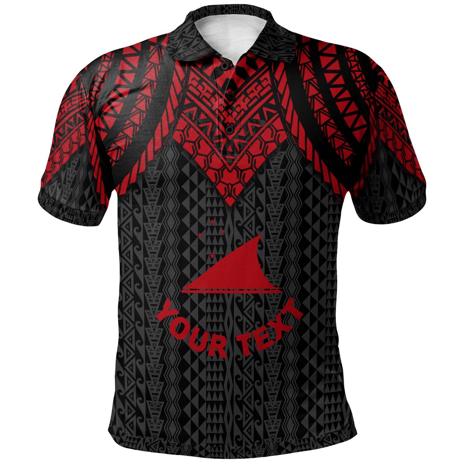 Tokelau Custom Personalised Polo Shirt – Polynesian Armor Style Red – BN39