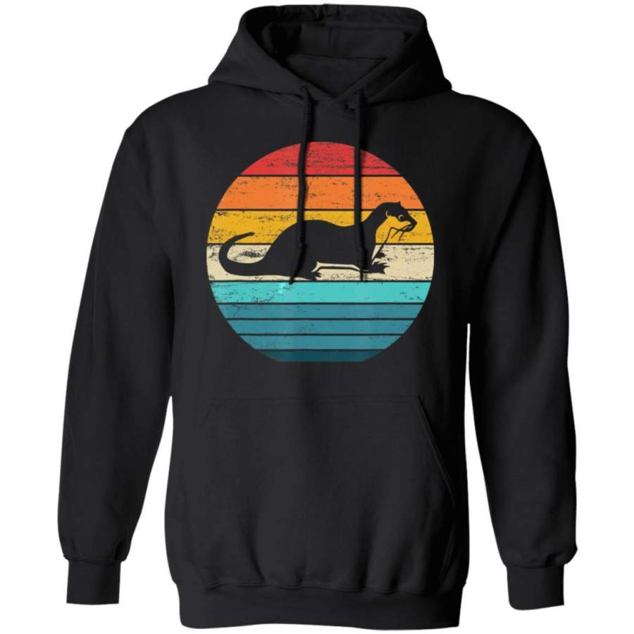 Sea Otter  Sunset Retro Vintage 70s Animal Nature Lover Hoodie