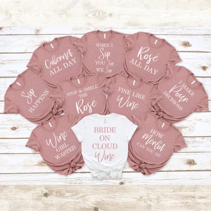 Personalized Matching Wine Bachelorette Party Bridesmaid Shirts Wedding Gift – GST