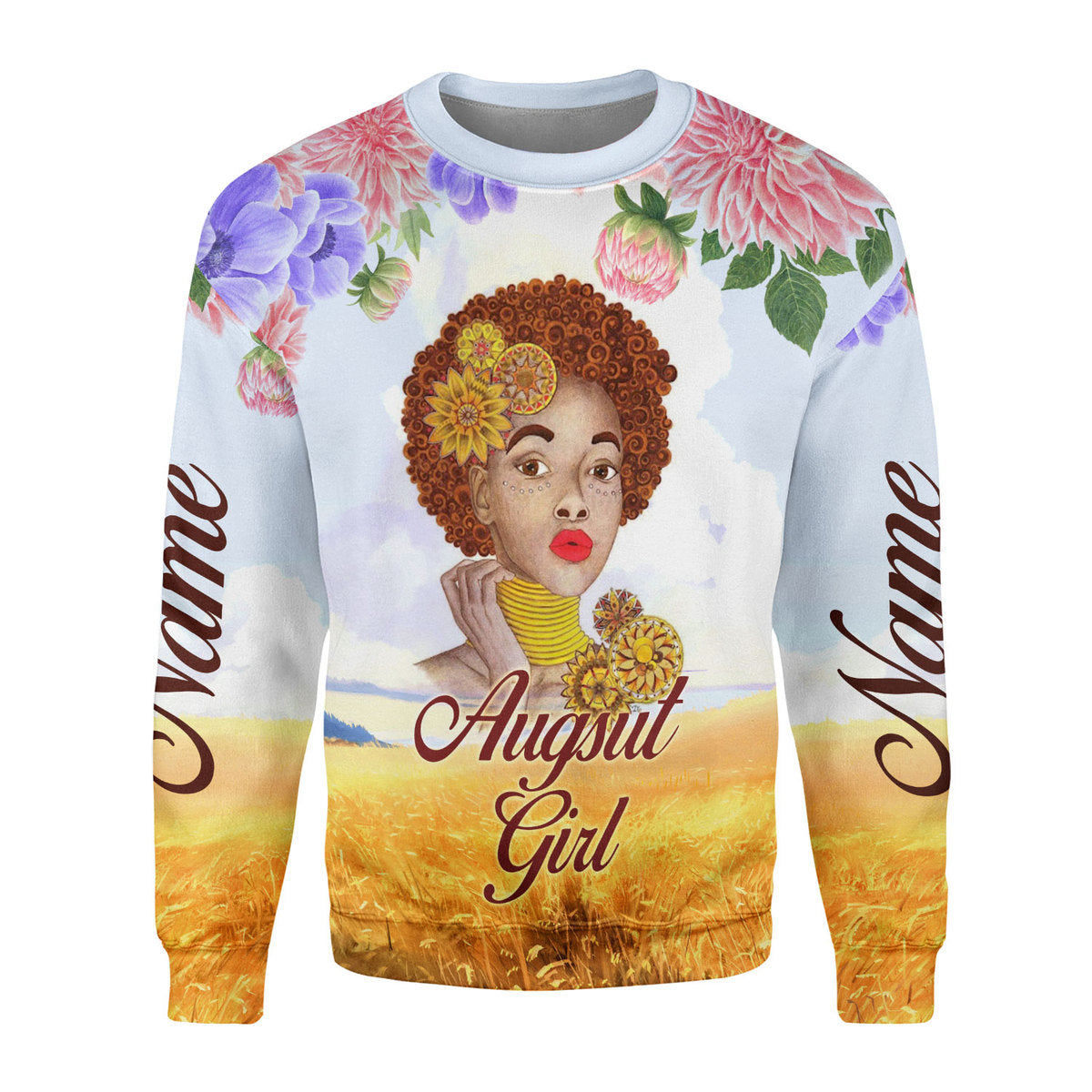 Customspig Personalized Ugly Sweater August Girl All Over Printed