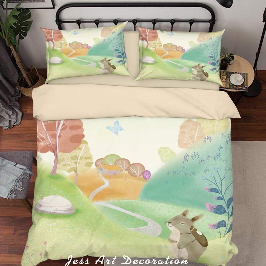 3D Cartoon Animal Forest Tree Quilt Cover Set Bedding Set Duvet Cover Pillowcases A603 LQH