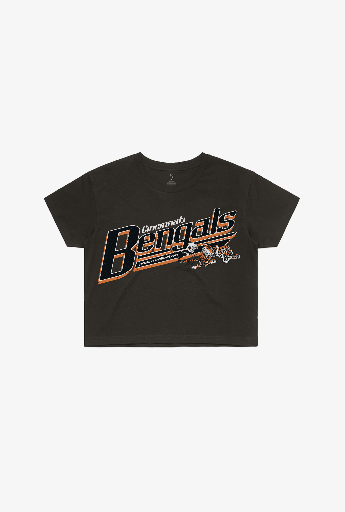 Cincinnati Bengals Garment Dyed Cropped T-Shirt – Black