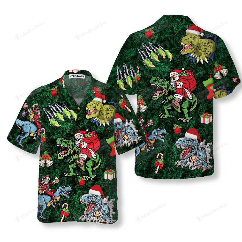 Christmas Holiday With T-Rex Hawaiian Shirt