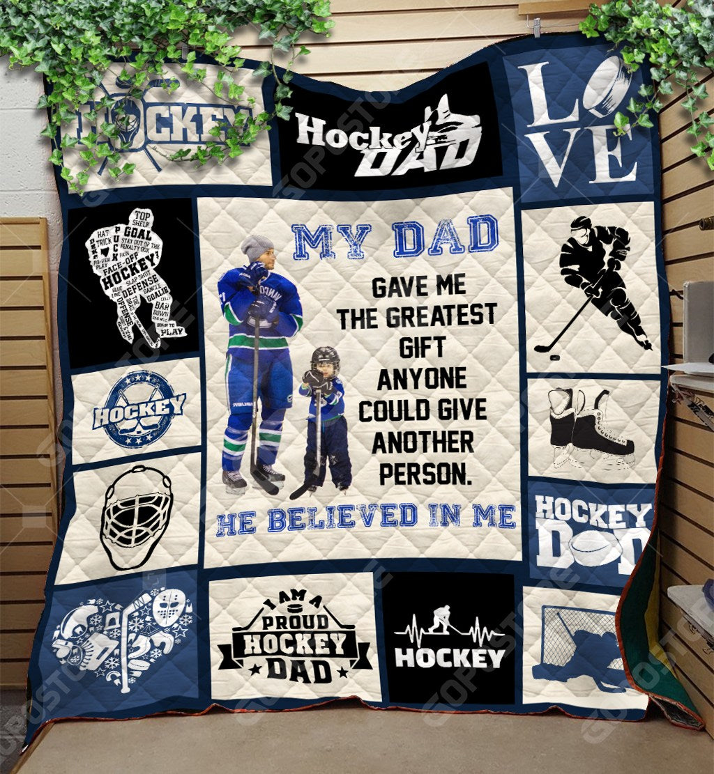 Hockey My Dad Like 3D Personalized Customized Quilt Blanket 1098 Design By Exrain.Com