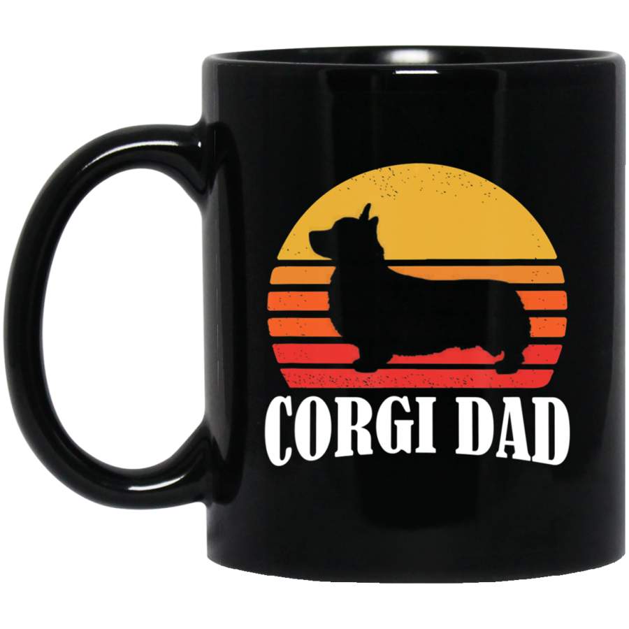 Corgi Dad Vintage Retro Style for Men Black Mug Pet Owner, Dog Dad Mom Lover, Best Friends Gifts Funny Sayings Slogan Cute