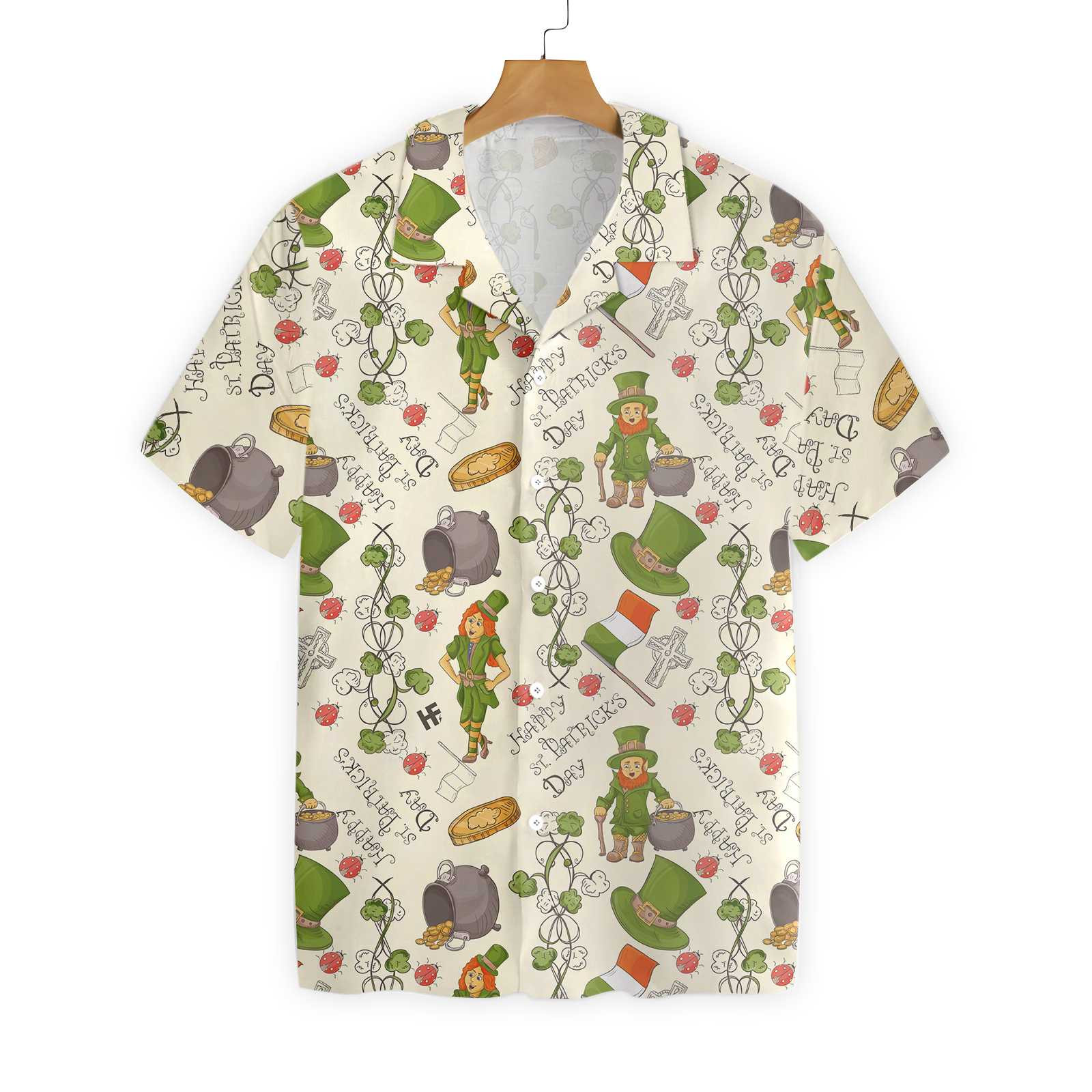 Happy Saint Day Ireland Proud Pattern 3 Hawaii Button Up Shirt For Men Ha110230