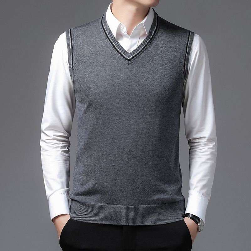 2022 New Men’s Cashmere Sweater Vest V-neck Sweater Large Size Loose Men’s Knitted Vest M-3XL alx