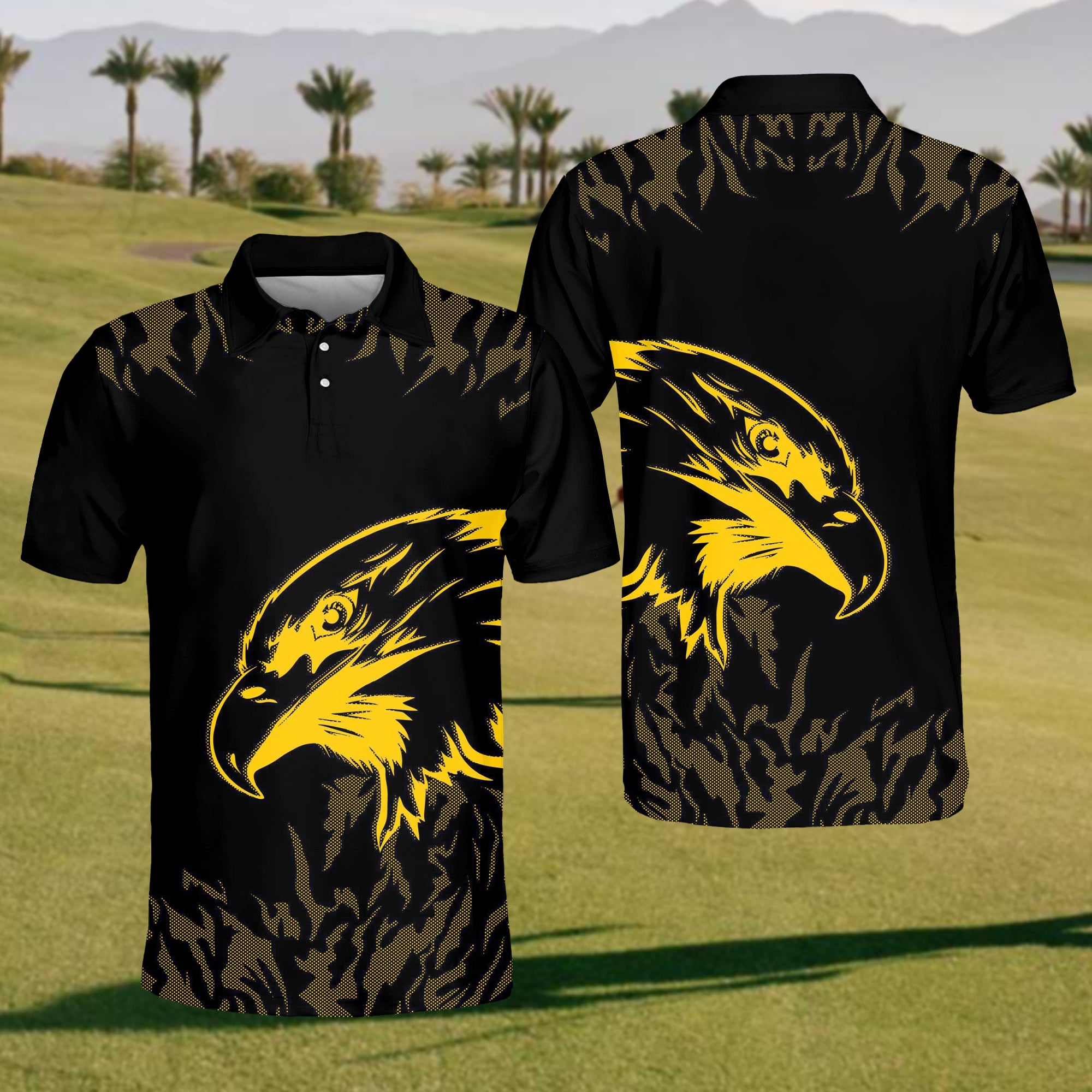 Eagle Black Golf Polo Shirt