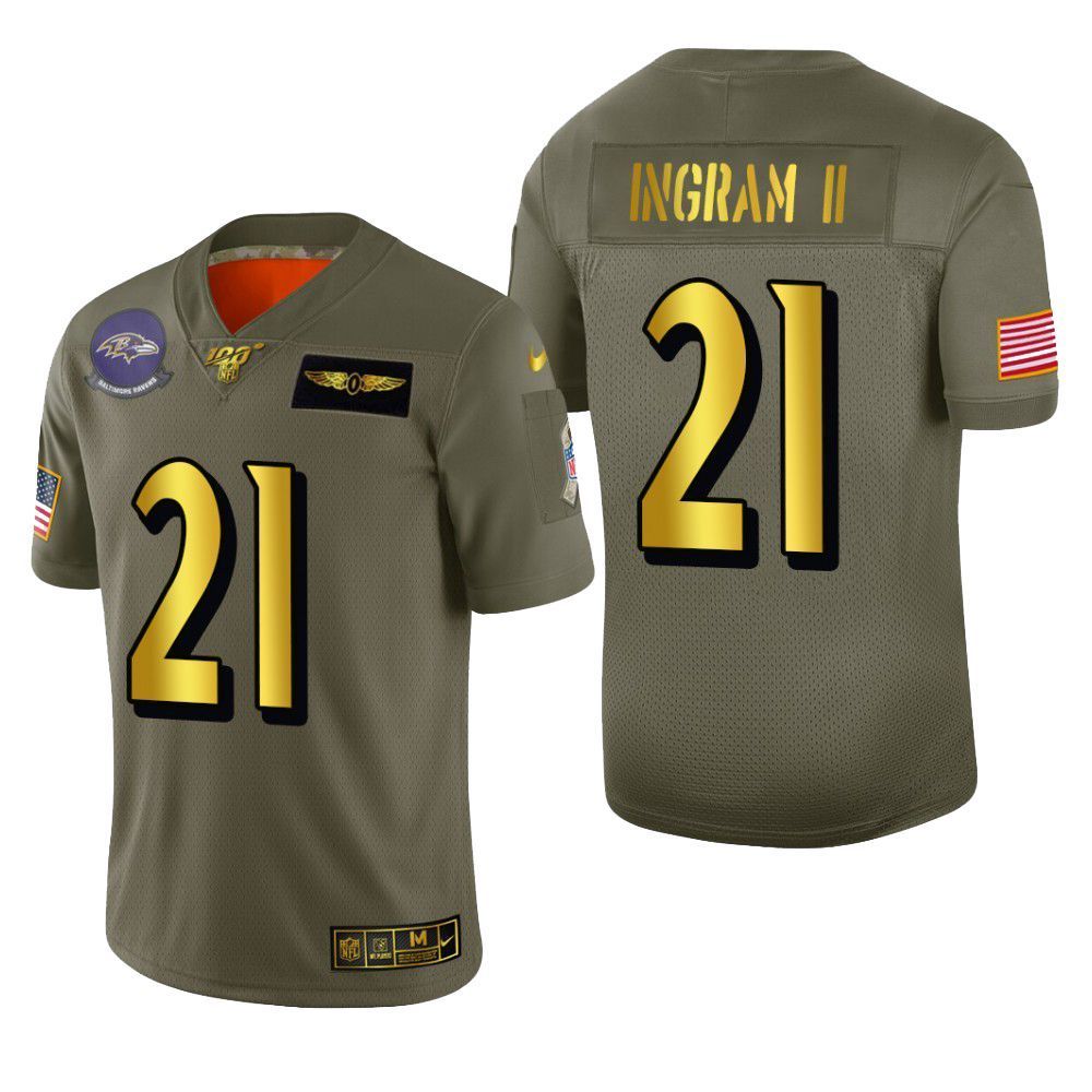 Baltimore Ravens Mark Ingram 2019 Salute To Service NFL 100 Mens Jersey Metallic