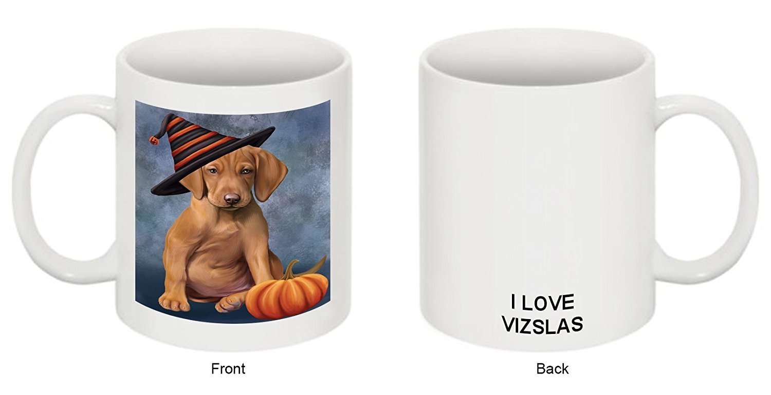 Christmas Happy Holidays Vizsla Puppy Wearing Witch Hat Mug Cmg0683