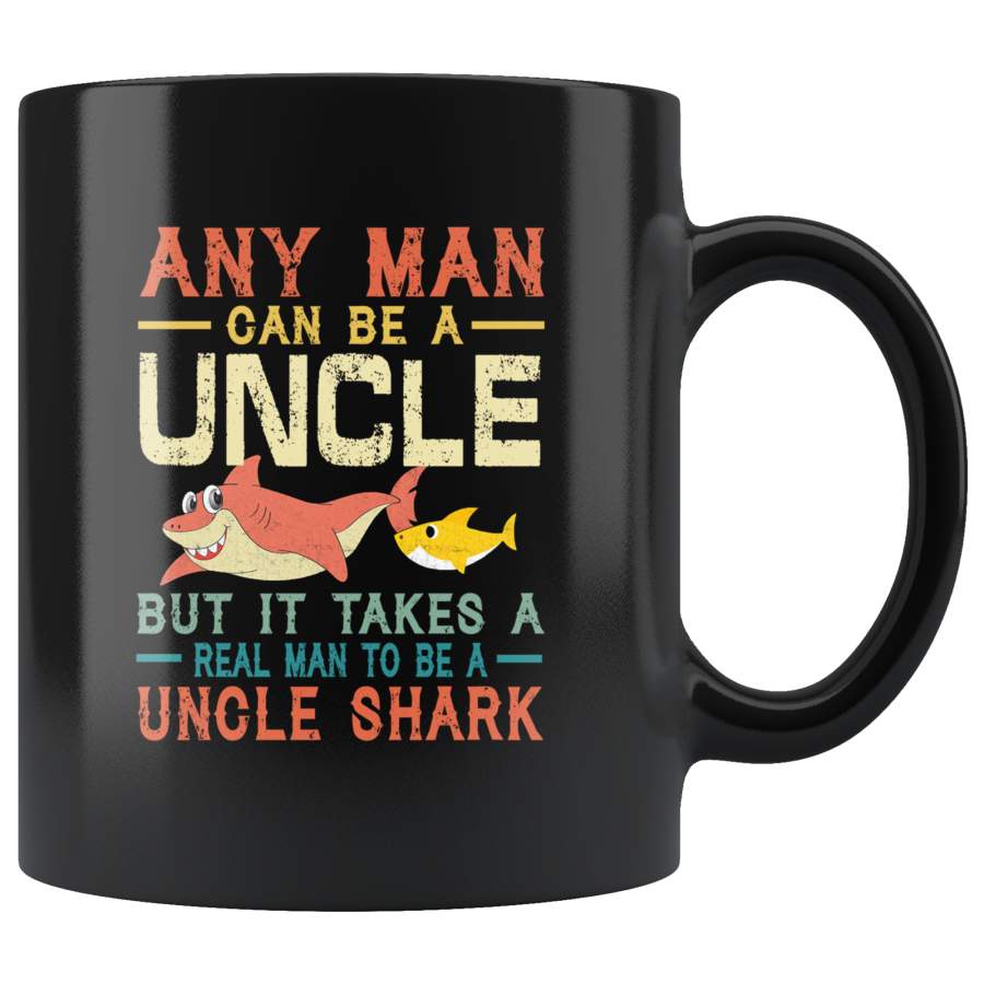 Vintage real man to be a uncle shark, gift black coffee mugs for uncle