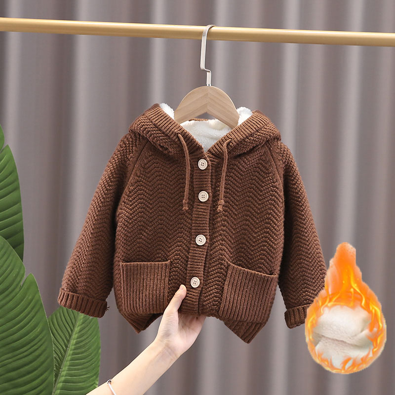 Spring Baby Sweater With Hooded Children Clothing Baby Boys Girls Cardigan Knitted Warm Cardigan Sweater Kid Spring Clothes alx