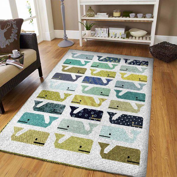 Whale Art Home Decor Rectangle Area Rug 9